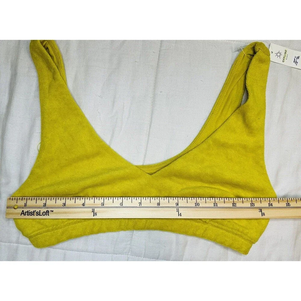 OFFLINE By AERIE‎ Yellow Terry Recharge Least Support Bralette SZ SMALL NWT